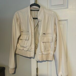 Zara off-white women’s leather jacket size small